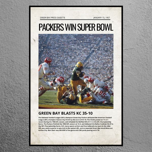 Green Bay Packers Newspaper, Super Bowl 1, Packers Super Bowl Win, Packers Football, Green Bay Football, 1967