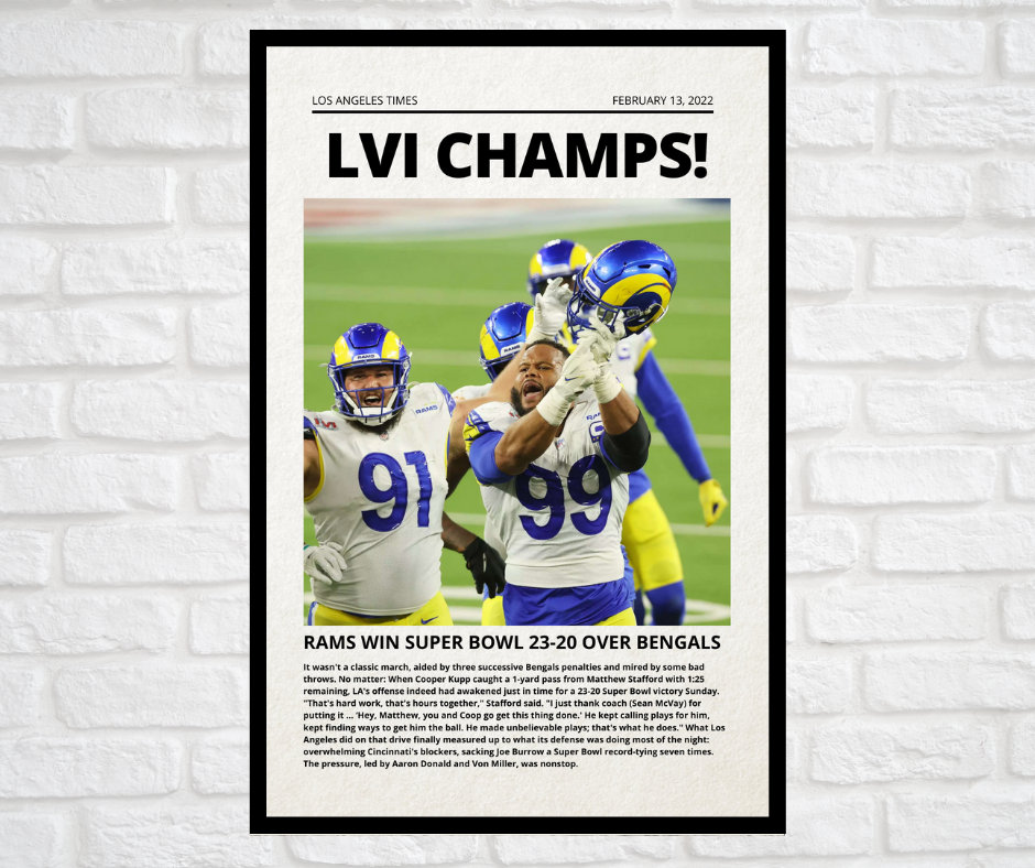 Los Angeles Rams Super Bowl LVI Football Poster, LA Rams Skyline Print –  McQDesign