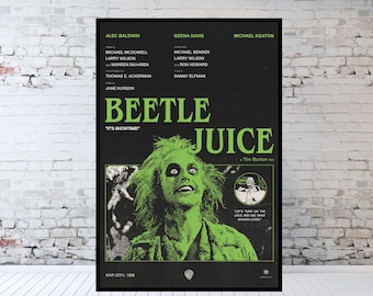 Beetlejuice Movie Poster, Tim Burton, Michael Keaton, 1988