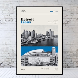 Detroit Lions, Ford Field, Stadium Art Print - Hand Made