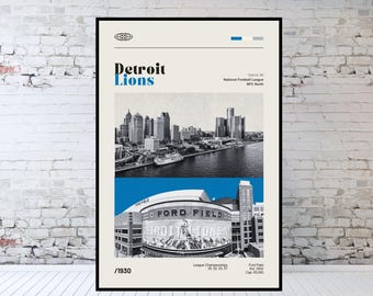 Detroit Lions, Ford Field, Stadium Art Print - Hand Made