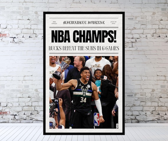 Milwaukee Bucks, 2021 NBA Finals Newspaper, Giannis Antetokounmpo, NBA  Champions