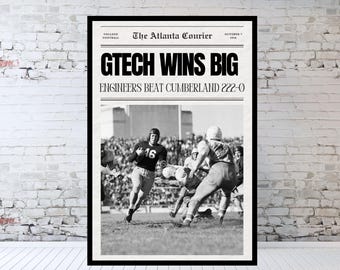 Georgia Tech Newspaper, Vintage Newspaper, Vintage Sports