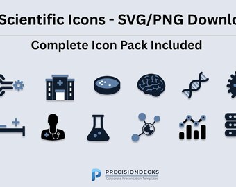 Biotech Icon Pack | 28 Two-Tone Scientific Graphics (SVG PNG Download) | Fully Customizable