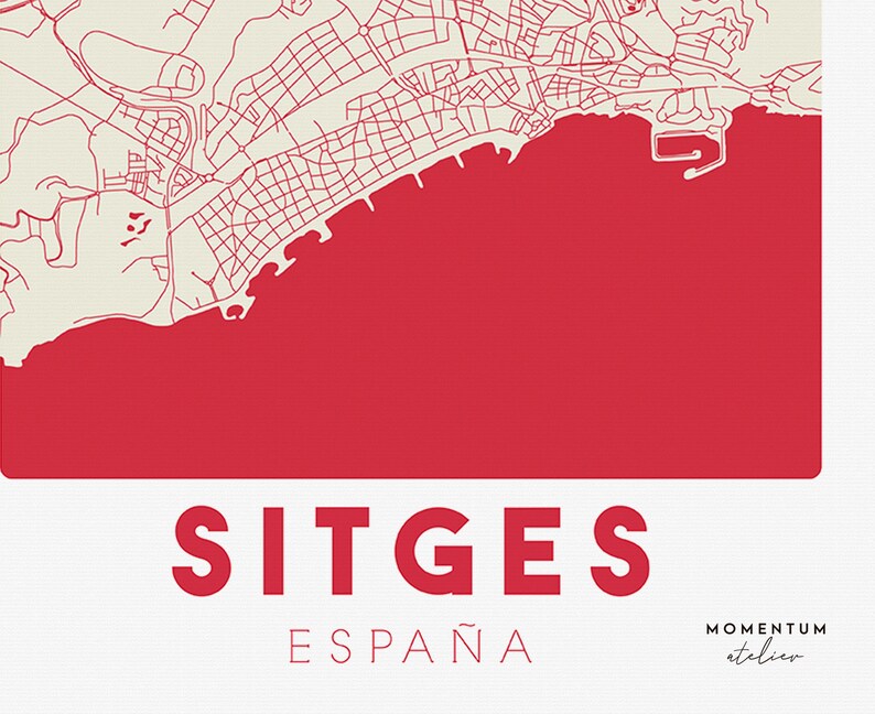 Sitges Map Printable poster with map of Spain city Spanish | Etsy