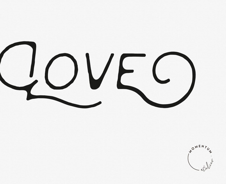 Printable poster with word Love Black and white | Etsy