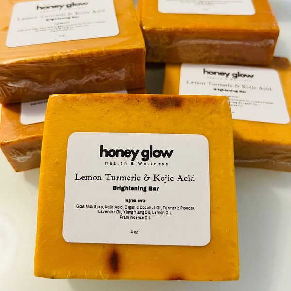 Kojic Turmeric Soap Bar, Kojic Soap, Turmeric Face and Body Soap, Kojic Face and Body Soap, 4 oz bar, skin brightening