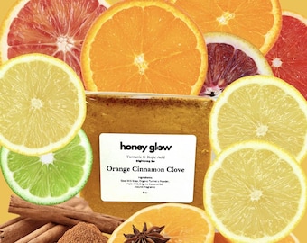 Turmeric & Kojic Soap Orange Cinnamon Clove Scent, Kojic Soap, Turmeric Face and Body Soap, Kojic Face and Body Soap, 5 oz bar, Glowy Skin