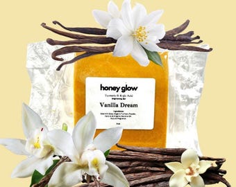 Turmeric and Kojic Acid Soap Bar, Vanilla Scent, Turmeric Face and Body Soap, Kojic Face and Body Soap, 5 oz bar, Skin Brightening