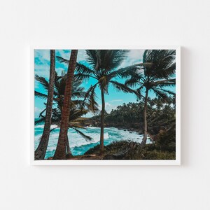 Palm tree beach, DIGITAL, cerro gordo, san juan, Puerto Rico, Wall art, print, Caribbean, landscape, Decor,
