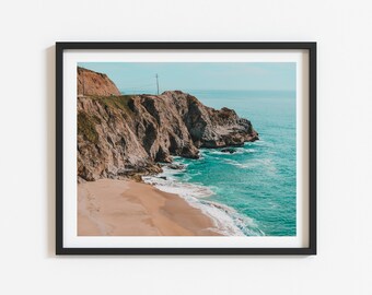 The Big Sur cliffs, DIGITAL California Coast Wall Art Print, Big Sur, Pacific Coast Highway 1 Teal and Orange