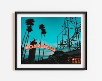 Santa Cruz Boardwalk, DIGITAL, California Coastal Wall Art Print, The Big Sur, Pacific Coast Highway 1