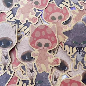 Stickers chat champignon