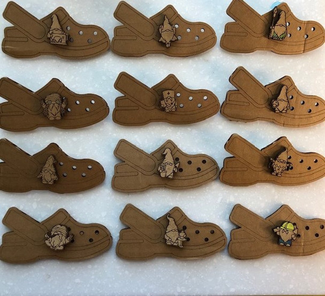 Gnome Croc Button Pins Pinbackwood Charms Careers Etsy