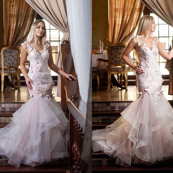 3D Floral Applique Square-Neck Dress