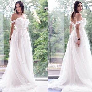 Einfaches Hochzeitskleid, einzigartiges Chiffonkleid