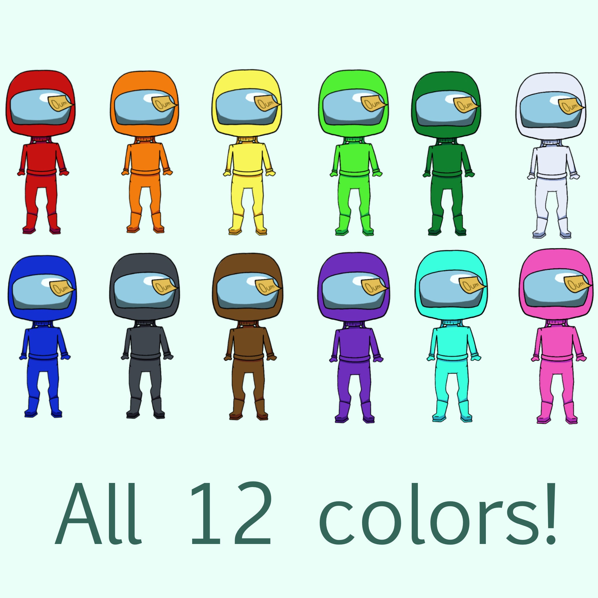 Among Us All hats and colors Paper Sticker | Etsy