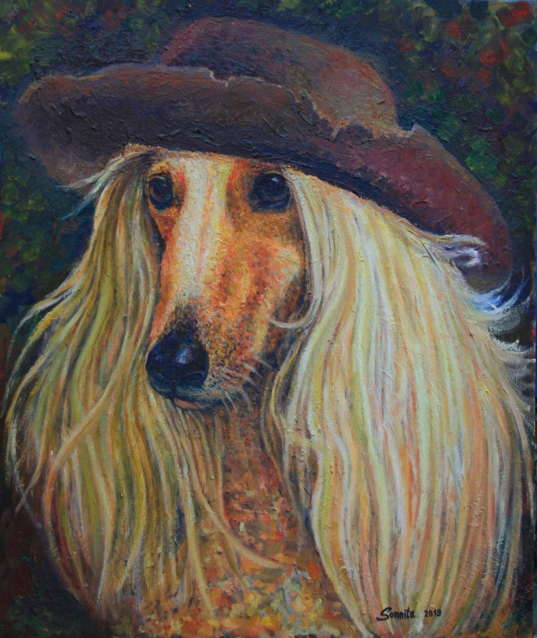 Afghan Hound Dog Oil Painting . Wall Painting Pets,portrait Dog ...