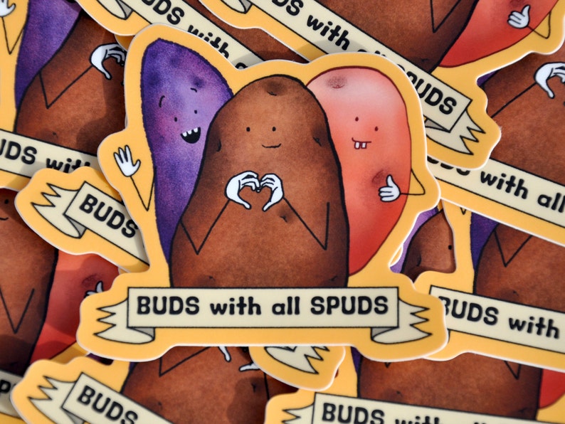 Buds With All Spuds Sticker Potato Lover Sticker Cute Potato Sticker image 5