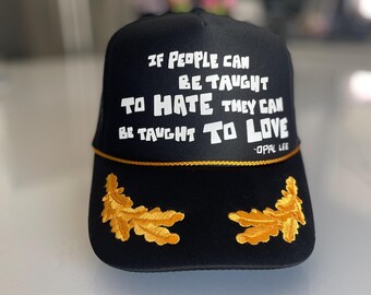 Opal Lee  Black 5 Panel High Crown Mesh Back Trucker Hat with Gold leaf