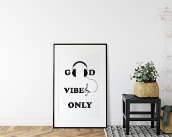 Good vibes only Wall Art Print, Good vibes sign, Good Vibes Poster, Typography print, Bedroom wall decor, Inspirational / Motivational Quote