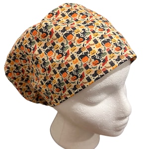 Halloween- Mini Black Cat  Euro Style Scrub Cap