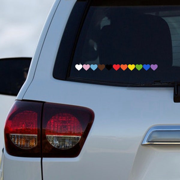 Progress Pride Hearts Decal — Window Decal