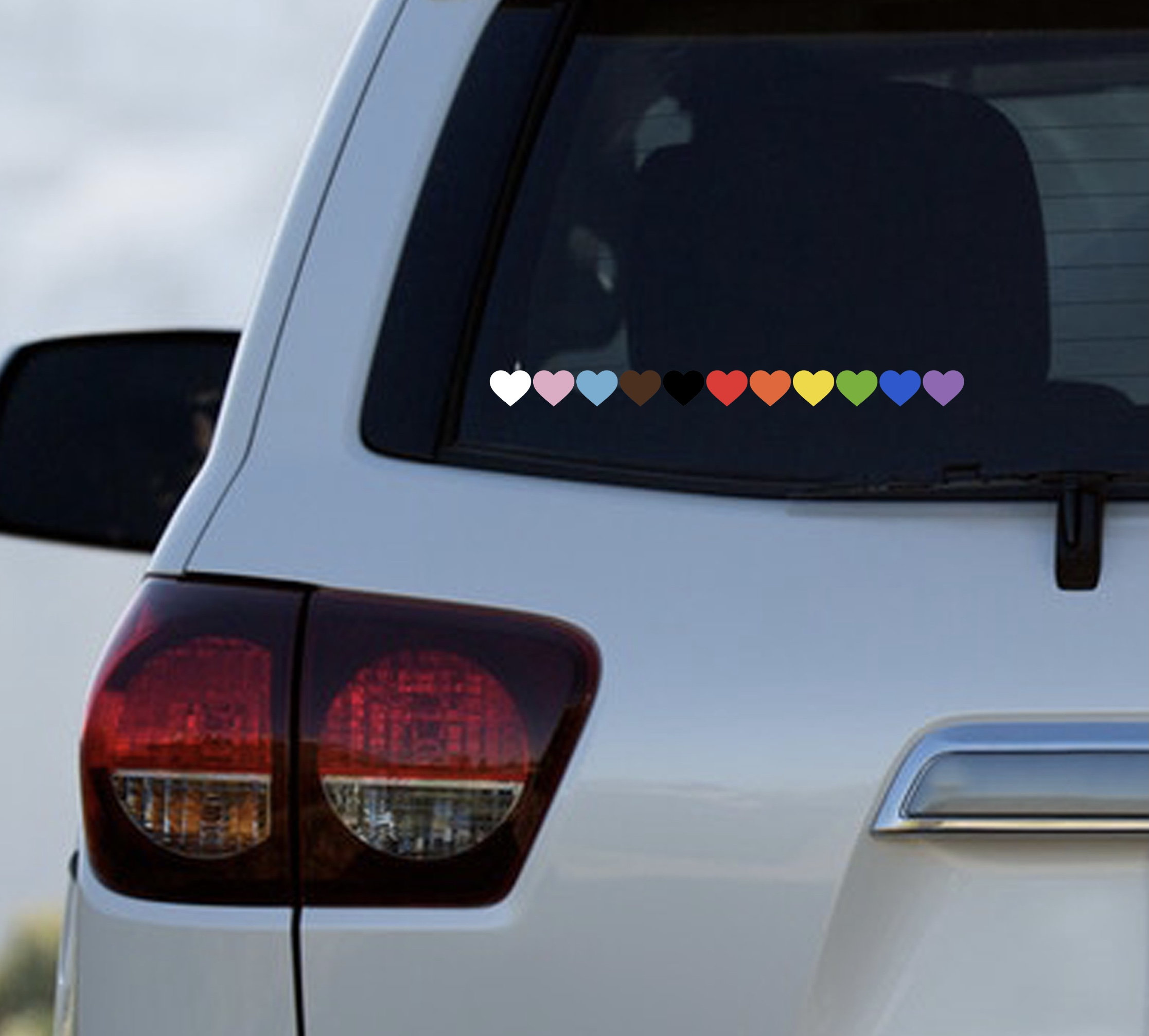 Progress Pride Hearts Decal — Window Decal