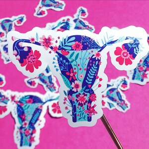 Floral Uterus Sticker, Feminist, Body Sticker, Women Empowerment