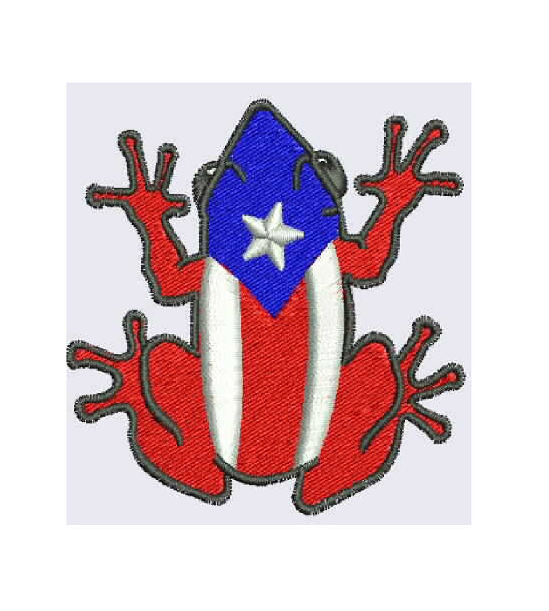 Puerto Rico Coqui Frog Flag Colors Logo Design for Machine Embroidery