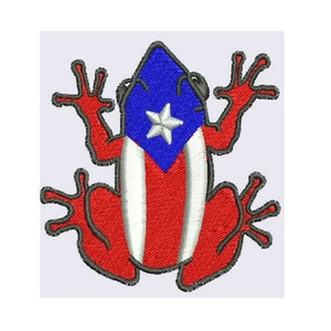 Logo con i colori della bandiera della rana coqui di Porto Rico, design per ricamo a macchina (TESTATO)