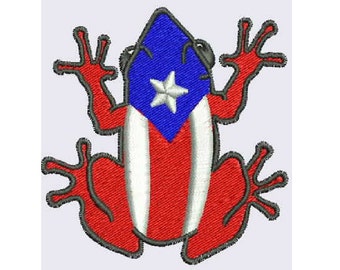 Puerto Rico Coqui Frog Flag Colors Logo Design for Machine Embroidery (TESTED)