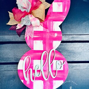 Bunnys Door Hanger / Hello Bunny Door Hanger / Hello Door Hanger / Easter Door Sign
