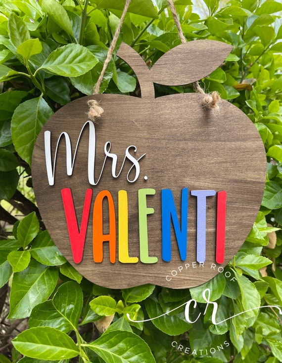 Teacher Name Sign Apple Name Sign Raised Letter Teacher Sign Custom Teacher Sign