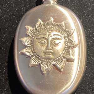Oval Fflask with Sun Burst, Stainless Steel Flask 3.5 Oz  Flask NEW