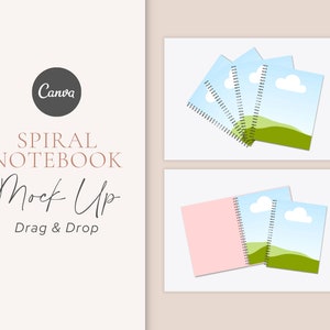 34 Spiral Notebook Canva Mockup | Canva Mockup Template - Drag and Drop