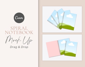 34 Spiral Notebook Canva Mockup | Template - Drag and Drop
