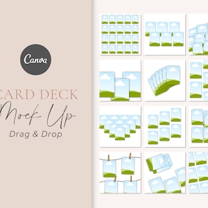 12 Card Deck Canva Mockup | Canva Mockup Template - Drag and Drop | 2.5x3.5 Inches
