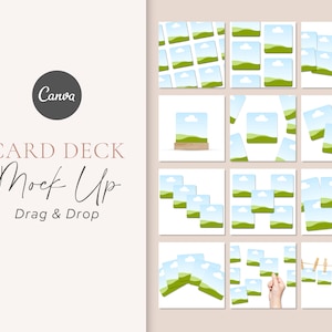 Mockup di 12 carte quadrate Canva / Modello di mockup Canva - Trascina e rilascia