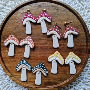 Dangle Whimsical Mushroom Earrings