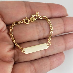 Baby Figaro Link ID Bracelet, Gold Baby Bracelet, Personalized Baby Bracelet, Baby Jewelry, Gold Bracelet For Kid, Children Bracelet