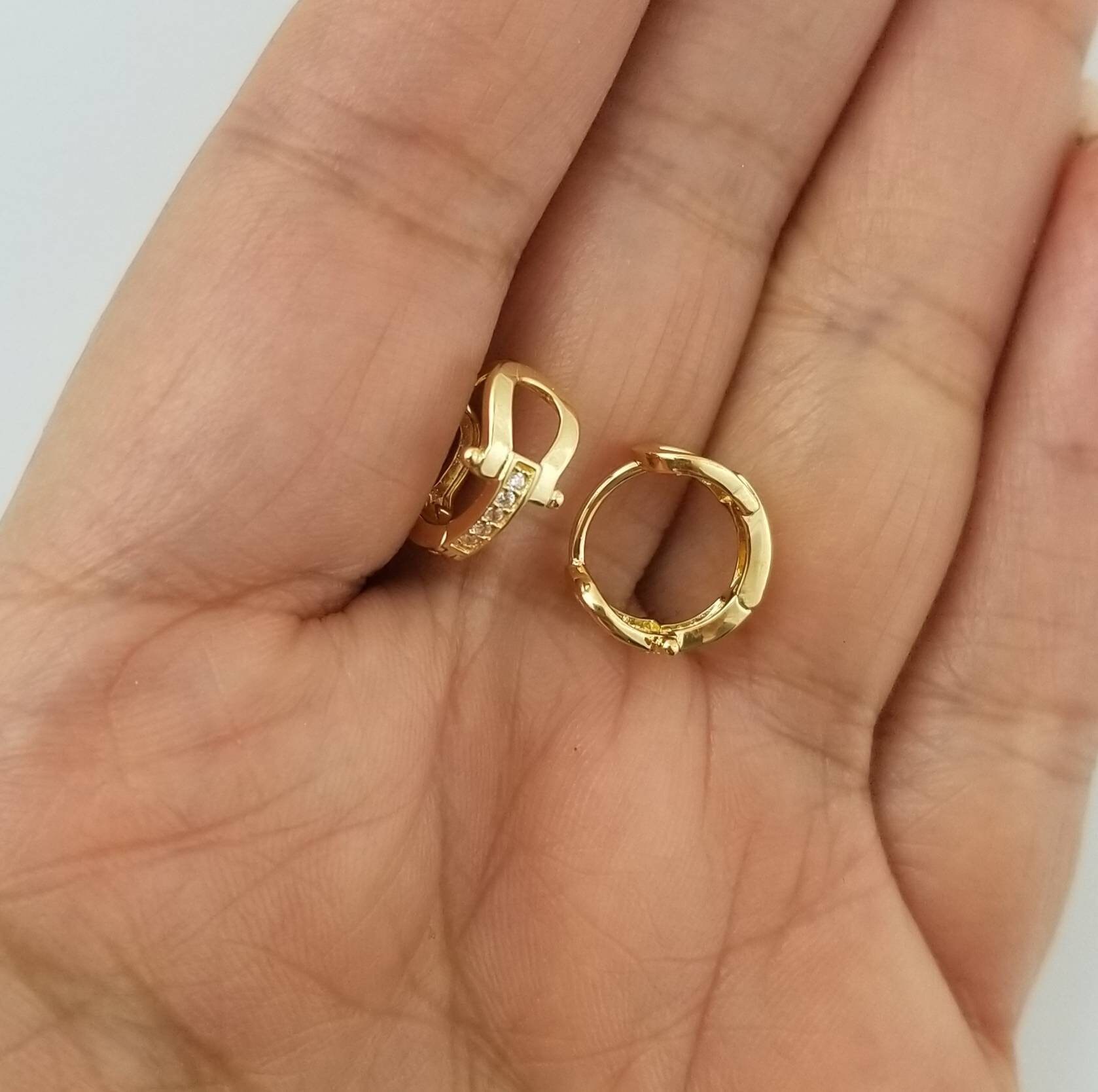 Baby Gold Hoop Earrings 14K Yellow Gold Huggie Hoop Earrings Etsy