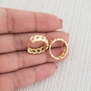 Link Hoop Earrings, Chain Hoop Earrings, Cuban Hoop Earrings, Hoop Earrings Gold, Sterling Silver Hoop Earrings, Dainty Hoops, Gift For Her