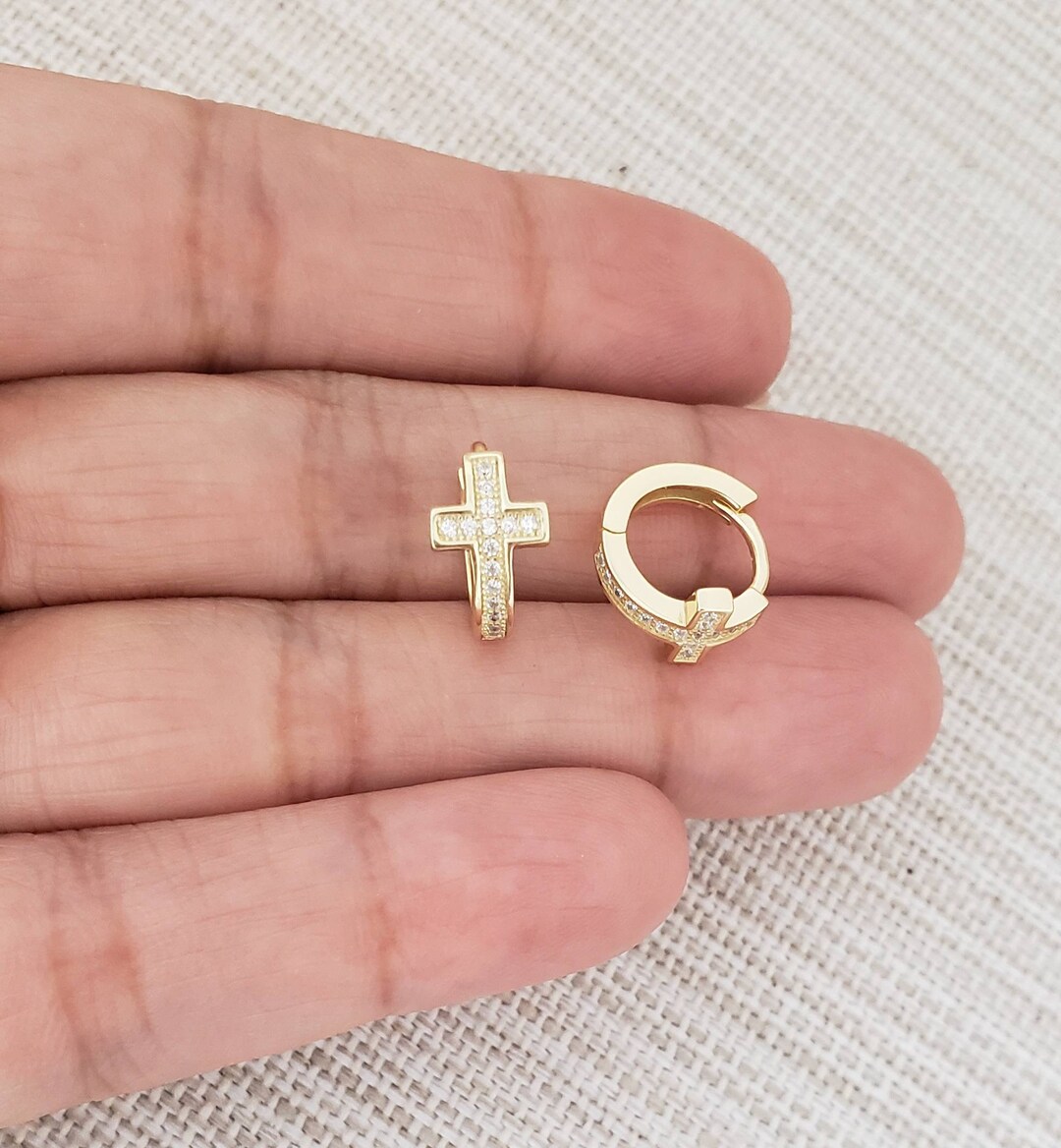 Cross Earrings Gold Cross Earrings Cross Hoop Earrings Etsy