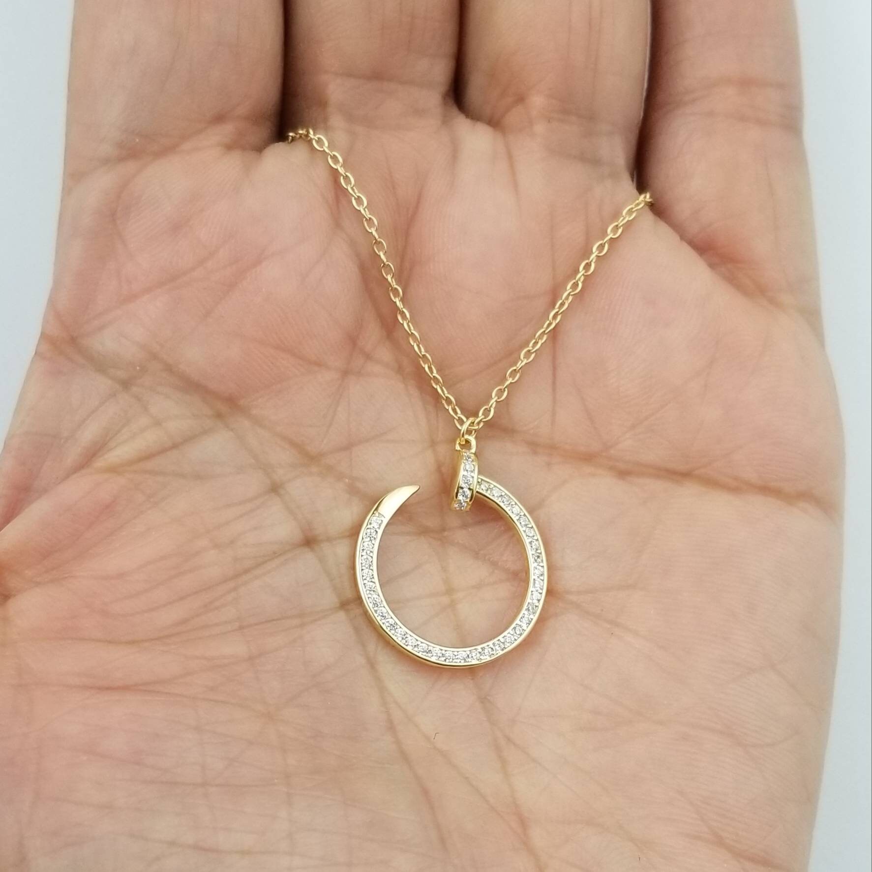 Women Necklace Gold Necklace Nail Necklace Gold Nail Etsy
