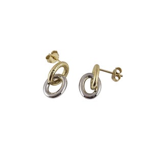 Link Stud Earrings, Paperclip Earrings, Dangle Drop Earrings, Two Tone Earrings, Minimalist Link Earrings, Gift For Her
