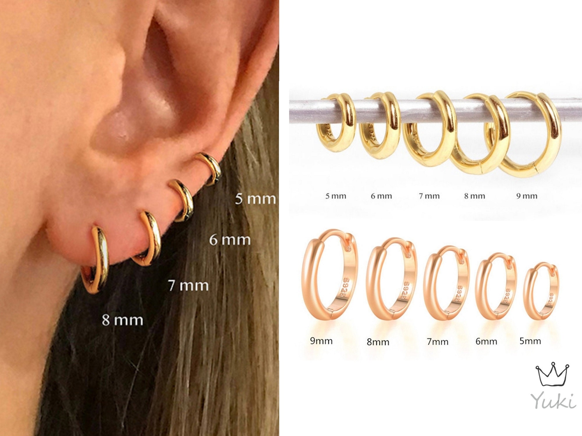 14KT Yellow Gold 7mm Wide Round Large Hoop Earrings 45mm – LSJ
