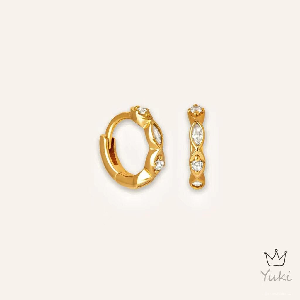 Diamond Earrings, Diamond Hoop Earrings, Gold Earrings, Wedding