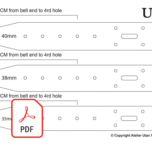 PDF Leather Belt End Template 40 38 35 mm Pattern