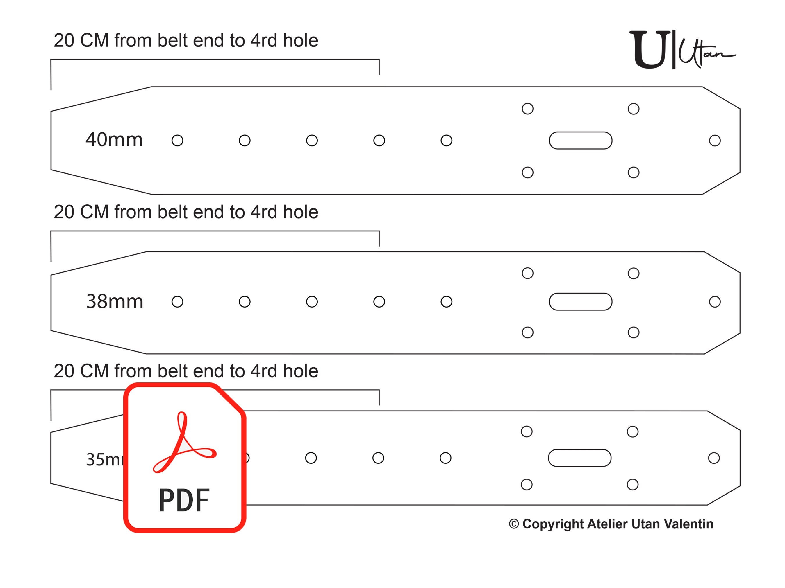 PDF Leather Belt End Template 40 38 35 Mm Pattern Etsy PDF Leather Belt End Template 40 38 35 Mm Pattern Etsy
